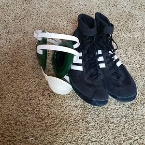 Adidas wrestling mens shoes and headgear size 13